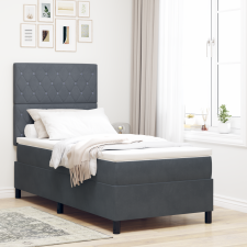 vidaXL Boxspring Ágy Matrac & LED Sötétszürke 100x200 cm Bársony ágy és ágykellék