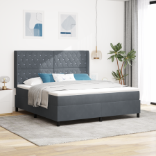 vidaXL Boxspring Ágy Matrac négy LED-del Sötétszürke 180x200 cm Bársony ágy és ágykellék
