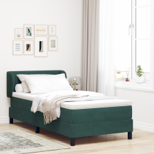 vidaXL Boxspring Ágy Matrac Nélkül Sötét Zöld 100x200 cm Bársonyos ágy és ágykellék