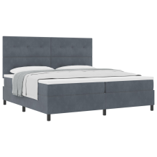 vidaXL Boxspring Ágy Matrac nélkül Sötétszürke 200x200 cm Bársony (3339855) ágy és ágykellék