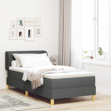 vidaXL Boxspring Ágy Matrac Rákkal - Sötétszürke, 90x190 cm, Szövet ágy és ágykellék