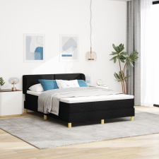vidaXL Boxspring Ágy Matrac Terítővel, Fekete, 140x200 cm, Szövet ágy és ágykellék