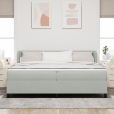 vidaXL Boxspring Ágy Matrac, Világosszürke, 200x200 cm, Bársony ágy és ágykellék