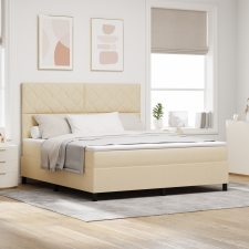 vidaXL Boxspring ágy matraccal bézs szövet ágy és ágykellék