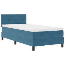 vidaXL Boxspring Ágy Matraccal és LED-del Sötétkék 90x190 cm Bársony (3342624) ágy és ágykellék