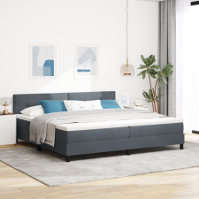 vidaXL Boxspring Ágy Matraccal és LED-del Sötétszürke 200x200 cm Bársony ágy és ágykellék