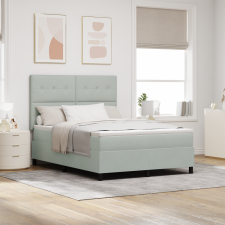 vidaXL Boxspring Ágy Matraccal és LED Fénnyel Világosszürke 160x200 cm Bársonyos ágy és ágykellék
