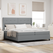 vidaXL Boxspring Ágy Matraccal és LED Fény Szürke 200x200 cm Szövet ágy és ágykellék