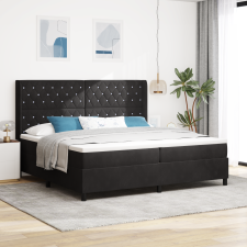 vidaXL Boxspring Ágy Matraccal és LED Fényekkel Fekete 200x200 cm Bársony ágy és ágykellék