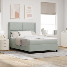 vidaXL Boxspring ágy matraccal és LED világítással, világosszürke, 140x190 cm, bársonyos ágy és ágykellék