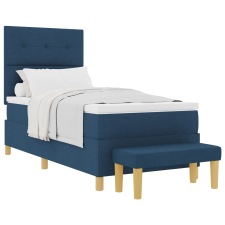 vidaXL Boxspring Ágy Matraccal és Pad Kék 100x200 cm Szövet (3344281) ágy és ágykellék