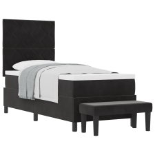 vidaXL Boxspring Ágy matraccal és paddal Fekete 80x200 cm Bársony (3344542) ágy és ágykellék