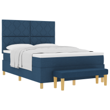 vidaXL Boxspring ágy matraccal és paddal Kék 140x200 cm Szövet (3344386) ágy és ágykellék