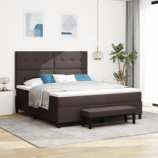 vidaXL Boxspring ágy matraccal és paddal, sötétbarna, 180x200 cm szövet ágy és ágykellék