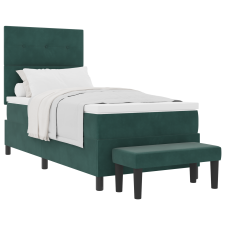 vidaXL Boxspring ágy matraccal és paddal Sötétzöld 100x200 cm Bársony (3344495) ágy és ágykellék