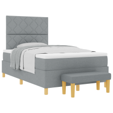 vidaXL Boxspring ágy matraccal és paddal Világosszürke 120x200 cm Szövet (3344366) ágy és ágykellék