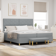 vidaXL Boxspring ágy matraccal és paddal világosszürke 200x200 cm szövet ágy és ágykellék