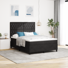 vidaXL Boxspring Ágy Matraccal Fekete 140x190 cm Bársony ágy és ágykellék
