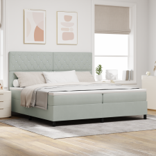 vidaXL Boxspring Ágy Matraccal & LED Fény Világosszürke 200x200 cm Bársony ágy és ágykellék