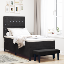 vidaXL Boxspring Ágy matraccal & paddal Fekete 90x190 cm Bársony ágy és ágykellék