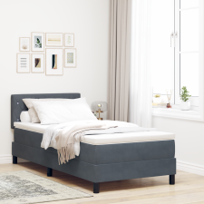 vidaXL Boxspring ágy matraccal, Sötét szürke, Egyszemélyes, Bársonyos ágy és ágykellék