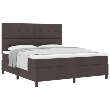 vidaXL Boxspring Ágy Matraccal Sötétbarna Szövet Super King (3339409) ágy és ágykellék