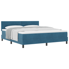 vidaXL Boxspring Ágy Matraccal Sötétkék Szuper Király Bársony (3339192) ágy és ágykellék