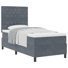 vidaXL Boxspring ágy matraccal Sötétszürke 100x200 cm Bársony (3339747) ágy és ágykellék