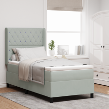 vidaXL Boxspring Ágy Matraccal Világosszürke 100x200 cm Bársonyos ágy és ágykellék