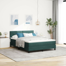 vidaXL Boxspring Ágy Matracmattal Sötét Zöld 160x200 cm Bársony ágy és ágykellék