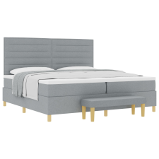 vidaXL Boxspring Ágy Matracokkal és Pad Light Grey 200x200 cm Szövet (3344247) ágy és ágykellék