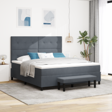 vidaXL Boxspring Ágy Matracokkal és Padokkal Sötétszürke 180x200 cm Szövet ágy és ágykellék