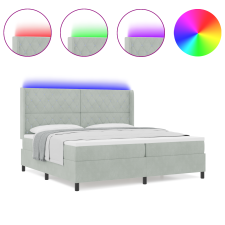 vidaXL Boxspring Ágy Matresszel & LED Fény Szürke 200x200 cm Bársony (3343832) ágy és ágykellék