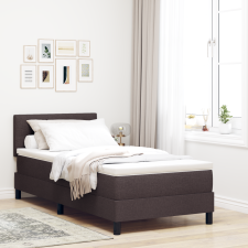 vidaXL Boxspring Ágy Mattal és LED-del Sötétbarna 100x200 cm Szövet ágy és ágykellék