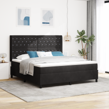 vidaXL Boxspring Ágy Mattal és LED Fénnyel Fekete 180x200 cm Bársony ágy és ágykellék