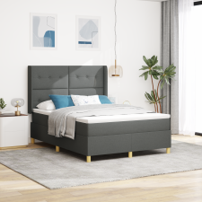 vidaXL Boxspring Ágy Mattal és LED Fénykép Sötétszürke 140x200 cm Szövet ágy és ágykellék