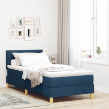 vidaXL Boxspring Ágy Mattal és LED Kék 90x190 cm Szövet ágy és ágykellék