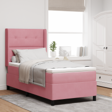 vidaXL Boxspring Ágy Mattal és LED Rózsaszín 90x190 cm Bársony ágy és ágykellék