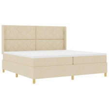 vidaXL Boxspring Ágy Mattal és LED világítással Krém 200x200 cm Szövet (3343782) ágy és ágykellék