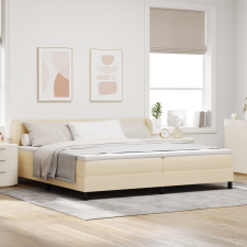vidaXL Boxspring Ágy Mattal Krém 200x200 cm Szövet ágy és ágykellék