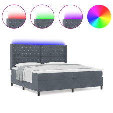 vidaXL Boxspring Ágy Mattal & LED Sötétszürke 200x200 cm Bársonyos (3343833) ágy és ágykellék