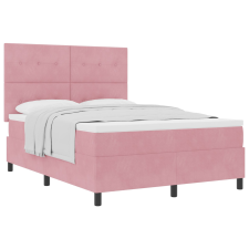 vidaXL Boxspring Ágy Mattal Rózsaszín 140x200 cm Bársonyos (3339841) ágy és ágykellék