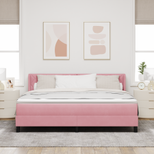 vidaXL Boxspring Ágy Mattal Rózsaszín 180x200 cm Bársony ágy és ágykellék