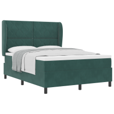 vidaXL Boxspring Ágy Mattal - Sötét Zöld, 140x200 cm, Bársony (3340985) ágy és ágykellék