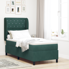 vidaXL Boxspring Ágy Mattal Sötét Zöld 80x200 cm Bársonyos ágy és ágykellék