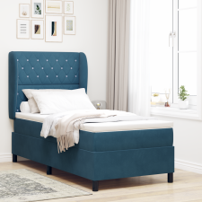 vidaXL Boxspring Ágy Mattal Sötétkék 90x200 cm Bársonyos ágy és ágykellék