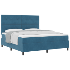 vidaXL Boxspring Ágy Mattal Sötétkék Szuper Király Bársonyos (3339852) ágy és ágykellék