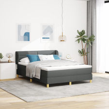vidaXL Boxspring Ágy Mattal Sötétszürke 140x200 cm Textil ágy és ágykellék