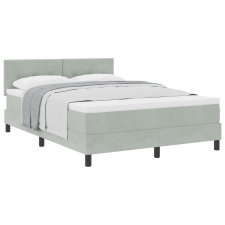 vidaXL Boxspring Ágy Mattal Világosszürke 140x190 cm Bársony (3339170) ágy és ágykellék