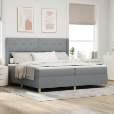 vidaXL Boxspring Ágy Mattal Világosszürke 200x200 cm Textil ágy és ágykellék